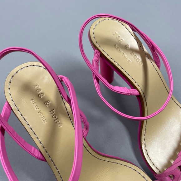 NEW Rag & Bone Shoes Womens 9 40 pink leather block heels designer city cocktail - Picture 6 of 13